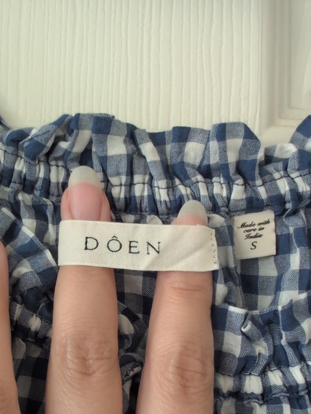 Doen Emmaretta Dress In Blue Gingham Size S - Picture 4 of 4